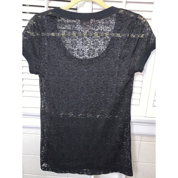 Decree Soft Black Lace Tee / bathing suit cover up - Picture 2 of 3